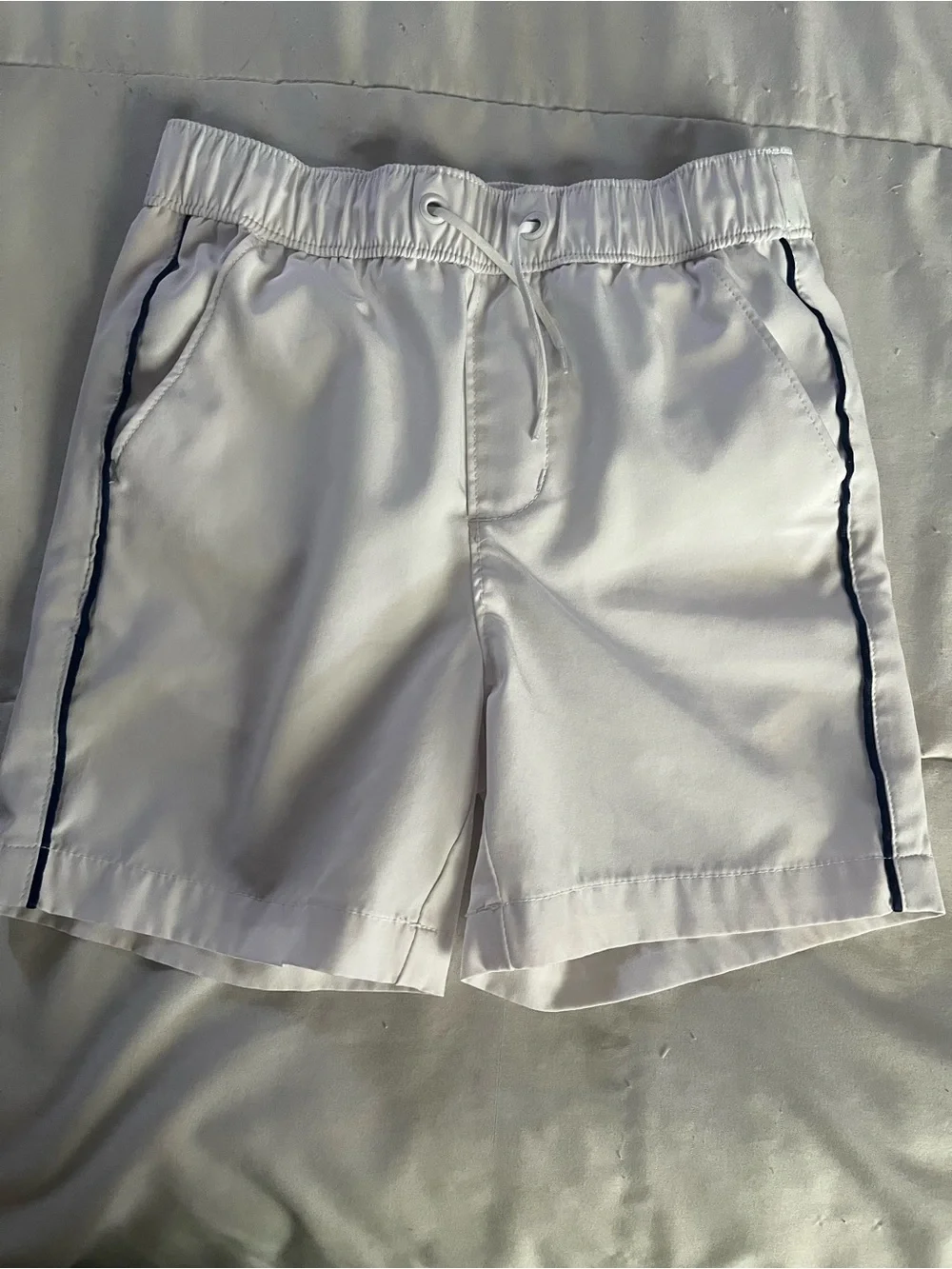 Janie and Jack White Swim Trunks with Navy Trim